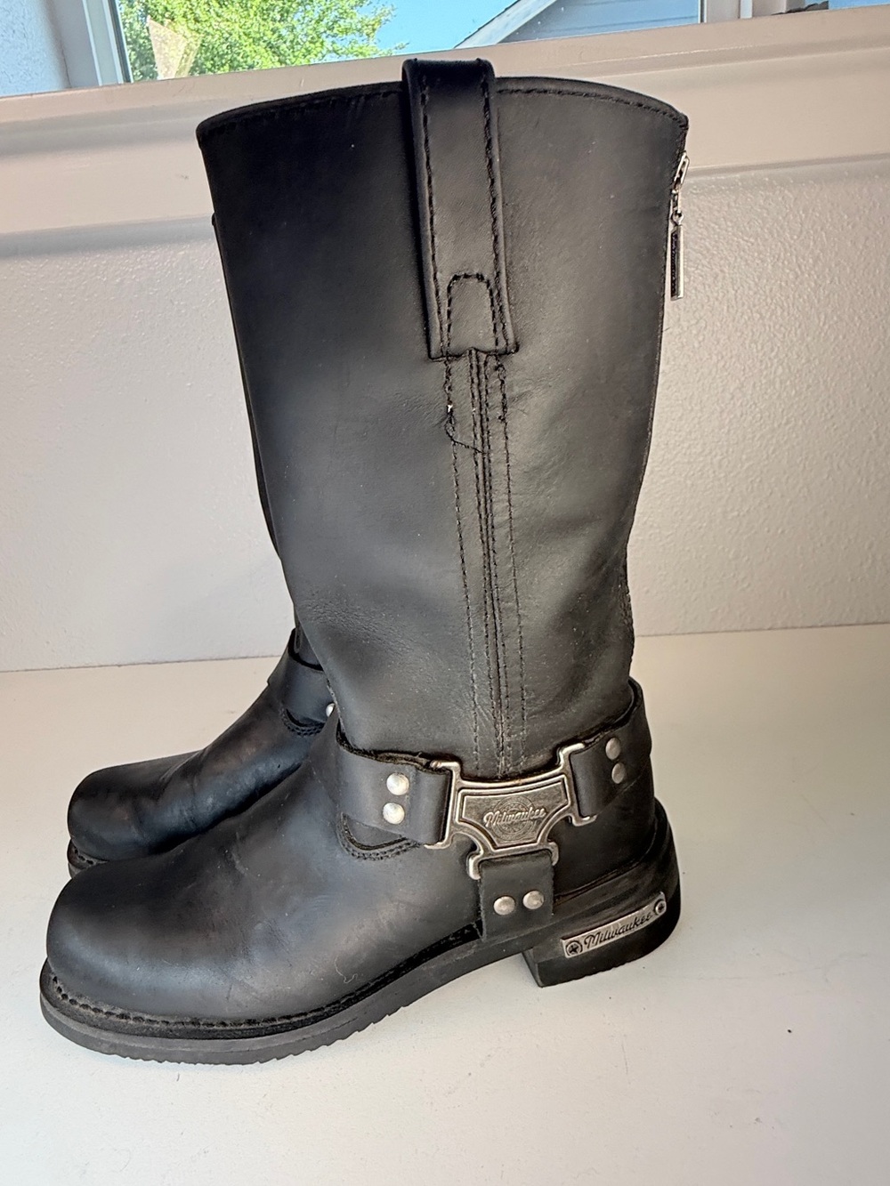 Milwaukee Leather Harness Engineer Boots Black Mens 7.5 Moto